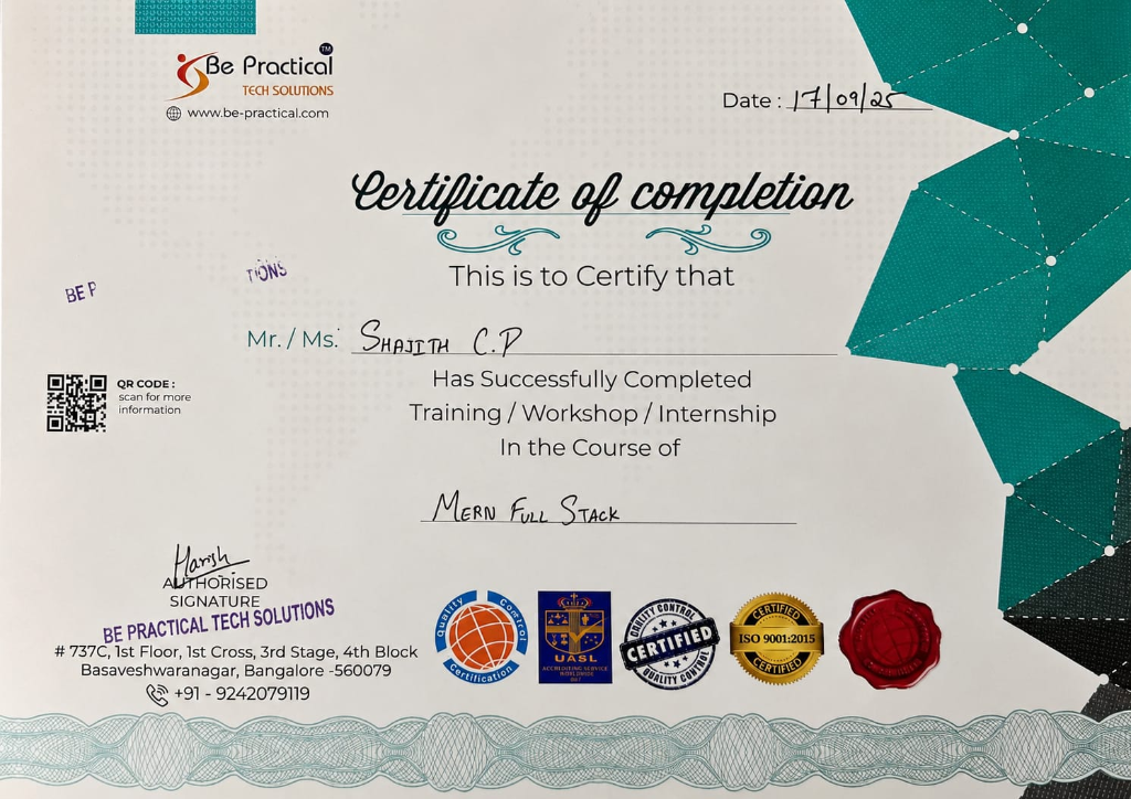 MERN Stack Developer Certification